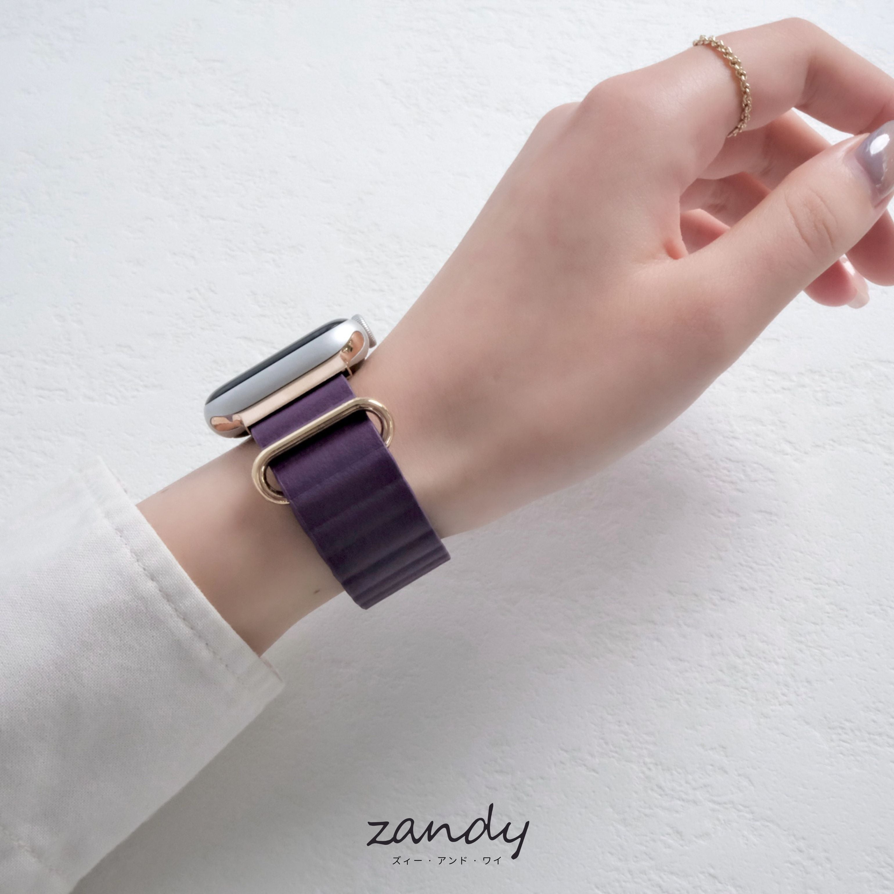 くすみカラー追加！【メタリックレザーループ】アップルウォッチバンド レザーループ 皮革ベルト Apple Watch