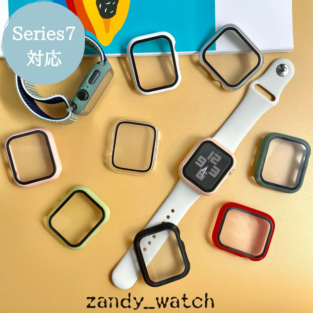 【ハードマットケース】アップルウォッチケース カバー  ハードマットタイプ  全面保護  ガラスフィルム一体式  Apple Watch