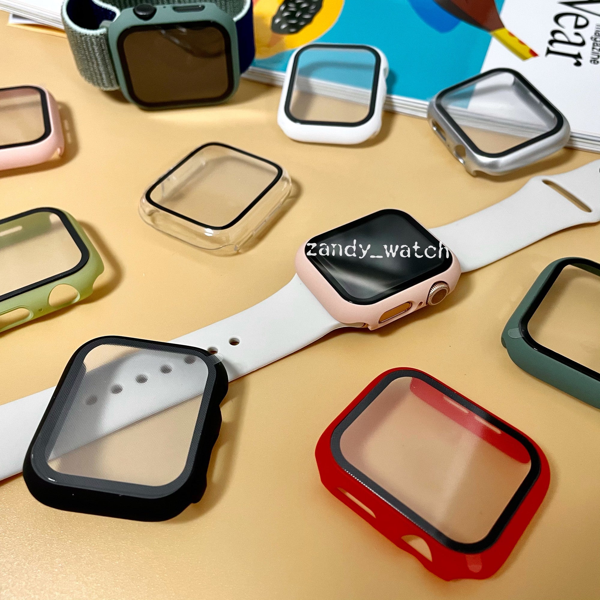 【ハードマットケース】アップルウォッチケース カバー  ハードマットタイプ  全面保護  ガラスフィルム一体式  Apple Watch