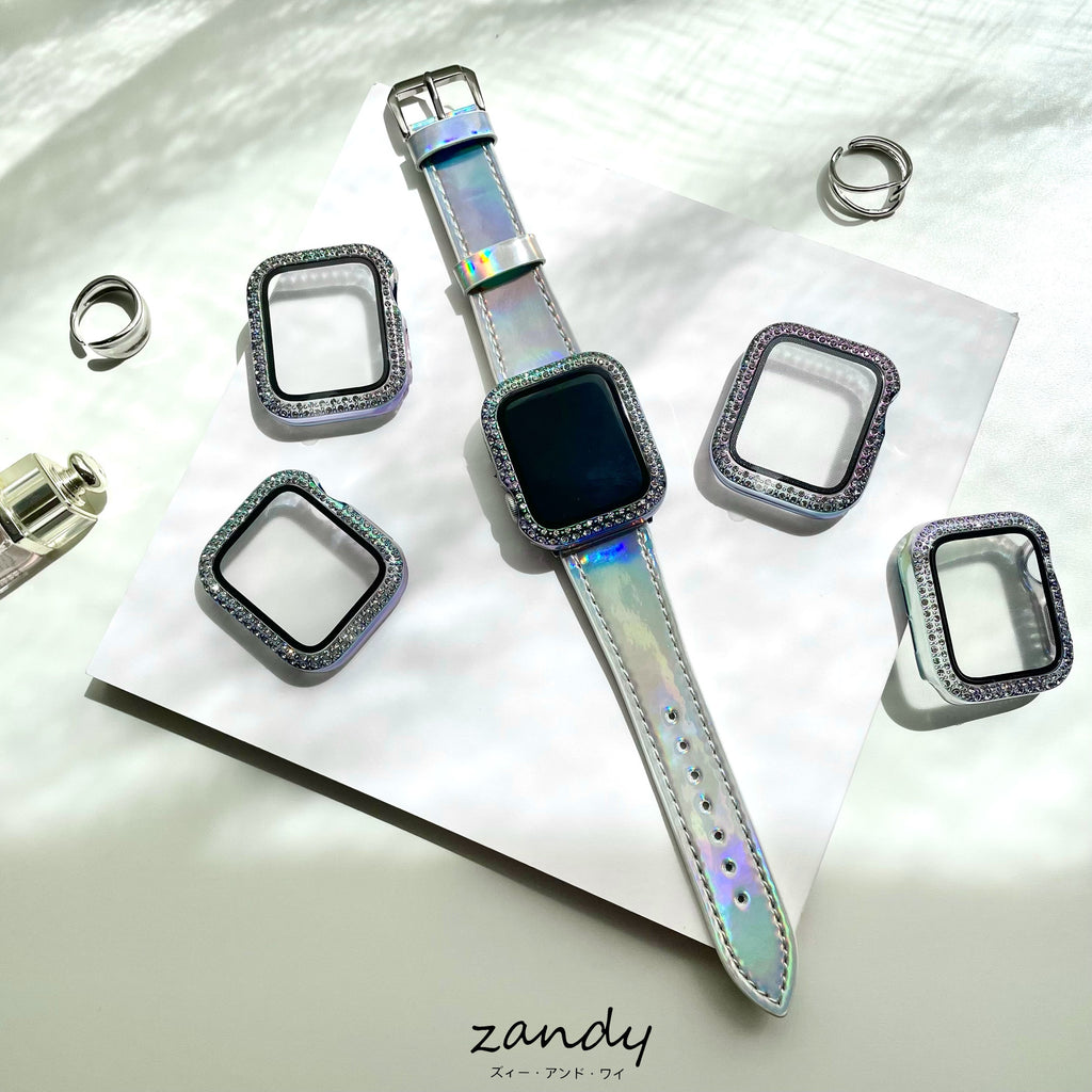 [Aurora color ☆ Cover with stone] Apple Watch cover Full protection case Aurora limited color with stone