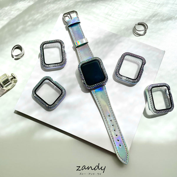 [Aurora color ☆ Cover with stone] Apple Watch cover Full protection case Aurora limited color with stone