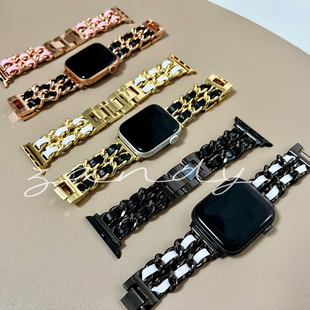 【チェーン×本革】アップルウォッチバンド　チェーン×レザーベルト Apple Watch