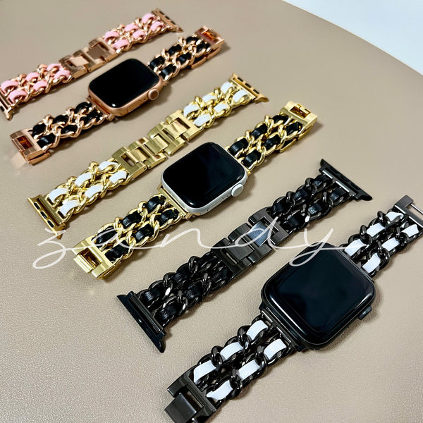 【チェーン×本革】アップルウォッチバンド　チェーン×レザーベルト Apple Watch