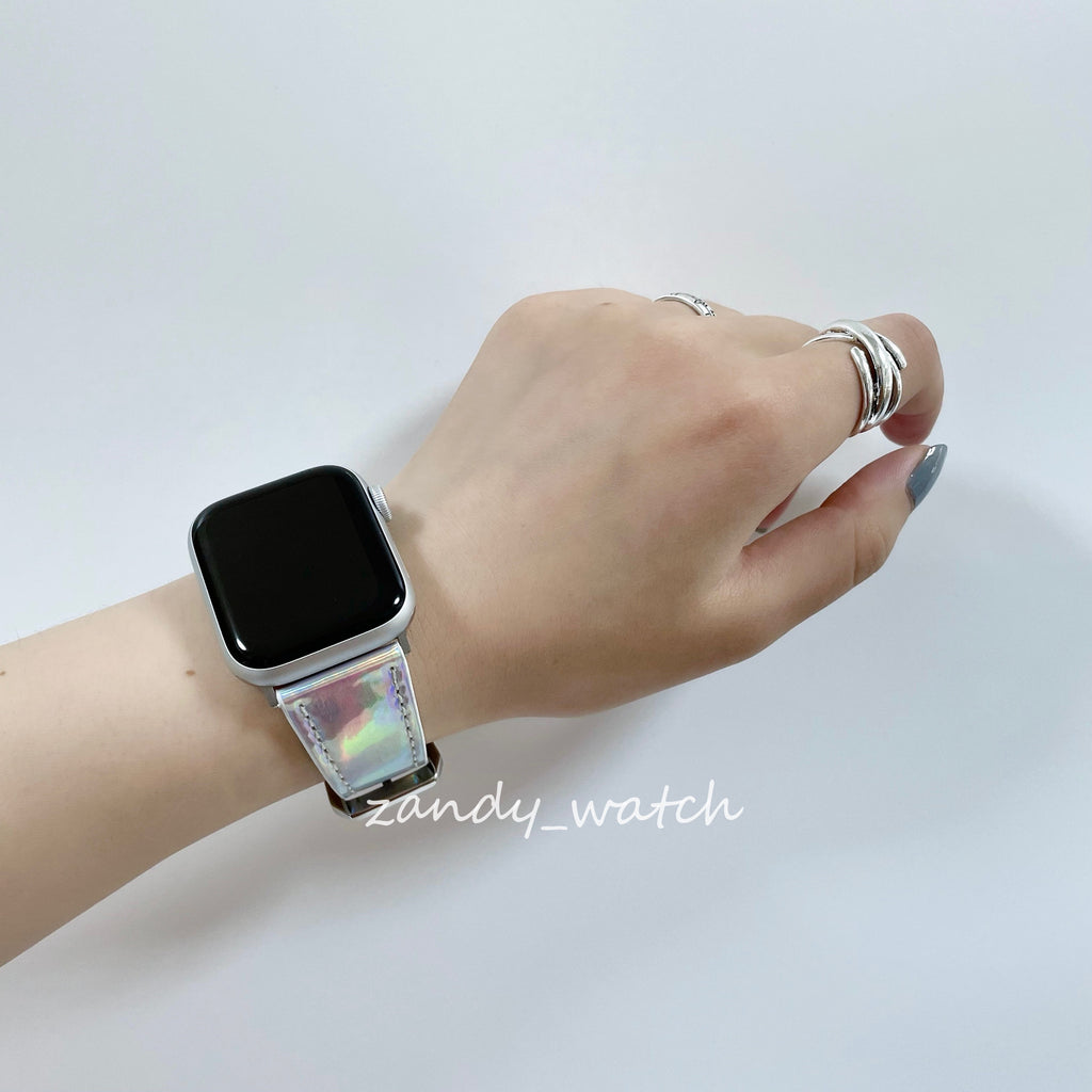 【オーロラベルト】アップルウォッチバンド レザーベルト オーロラ キラキラ  Apple Watch