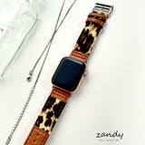[Leopard/Denim Canvas &amp; Leather Band] Apple Watch Band Leopard/Denim Canvas Leather Belt Apple Watch