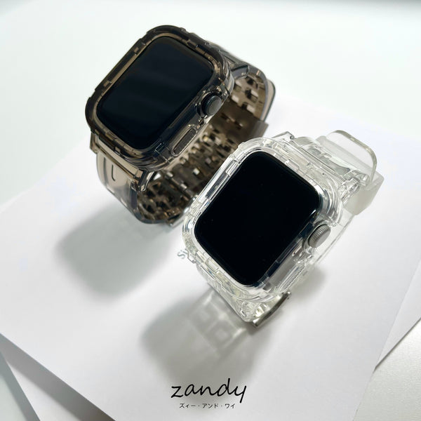 【Gクリア一体式バンド】アップルウォッチバンド カバー クリアベルト 一体式 Apple Watch