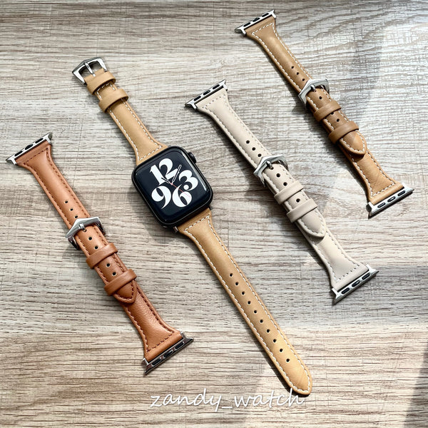 【細レザーベルト】女性人気 ★アップルウォッチバンド レザーベルト 人気3色 本革製 Apple Watch