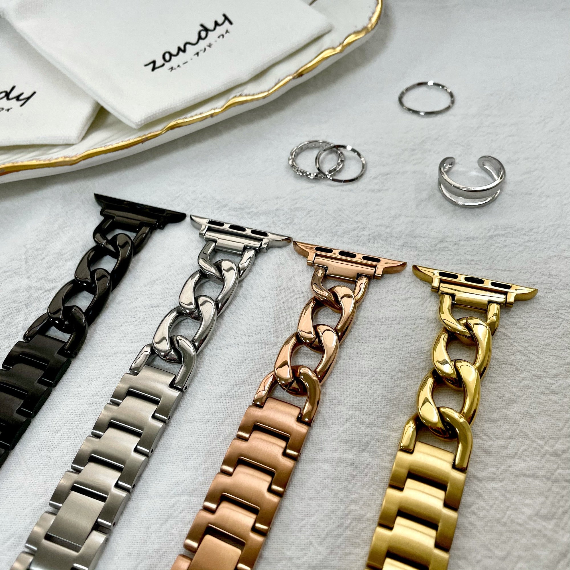 【定番チェーン】アップルウォッチバンド  ステンレスチェーンベルト 可愛い Apple Watch  ★調整工具付き★